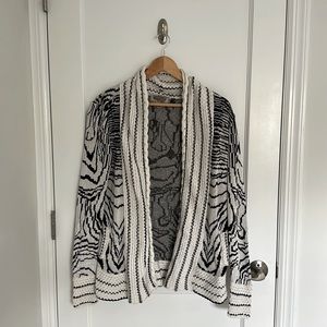 Ecoté Oversized Knit Cardigan in Black & White, Size XS